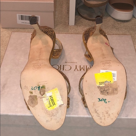 Gold Sequin Manolo Blahnik Heels - Picture 4 of 4